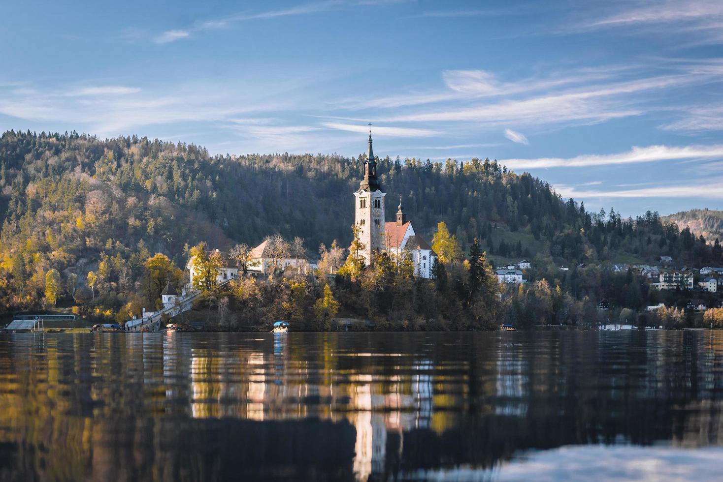 Lake Bled in the Alpine mountains photo