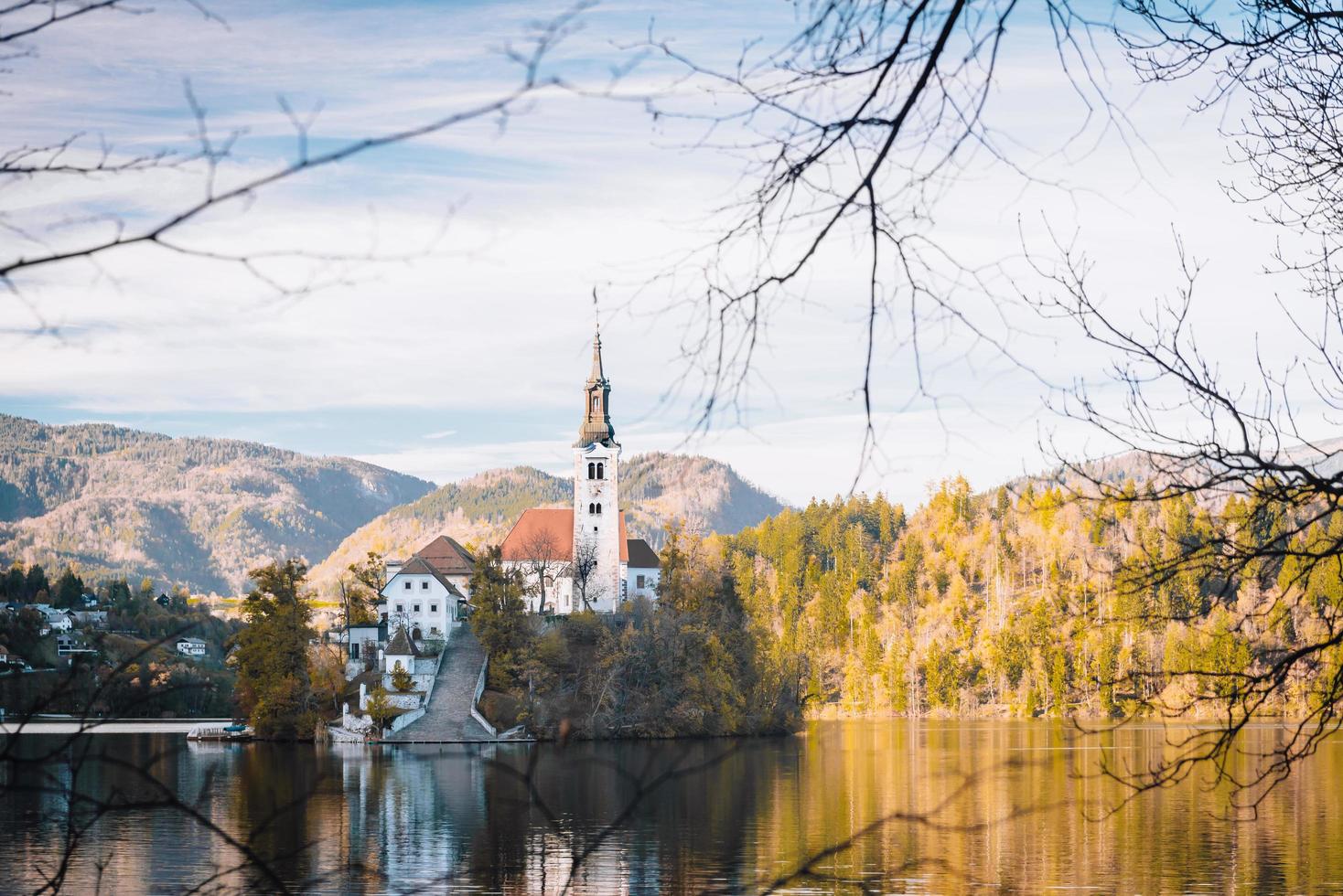 Lake Bled in the Alpine mountains photo