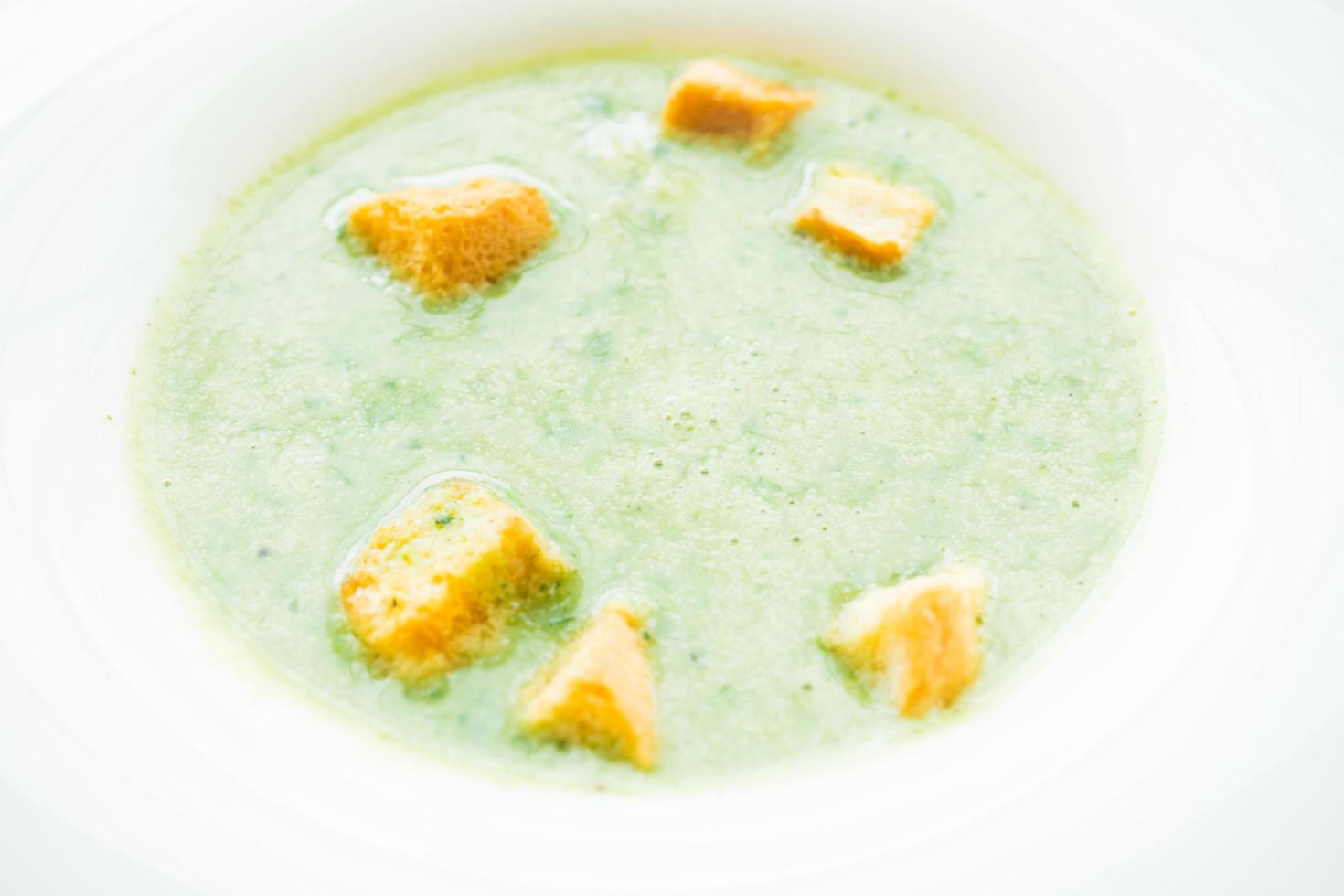 Green spinach cream soup photo