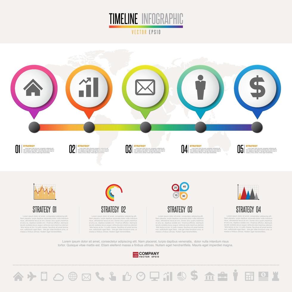 plantilla de diseño de infografías de línea de tiempo vector