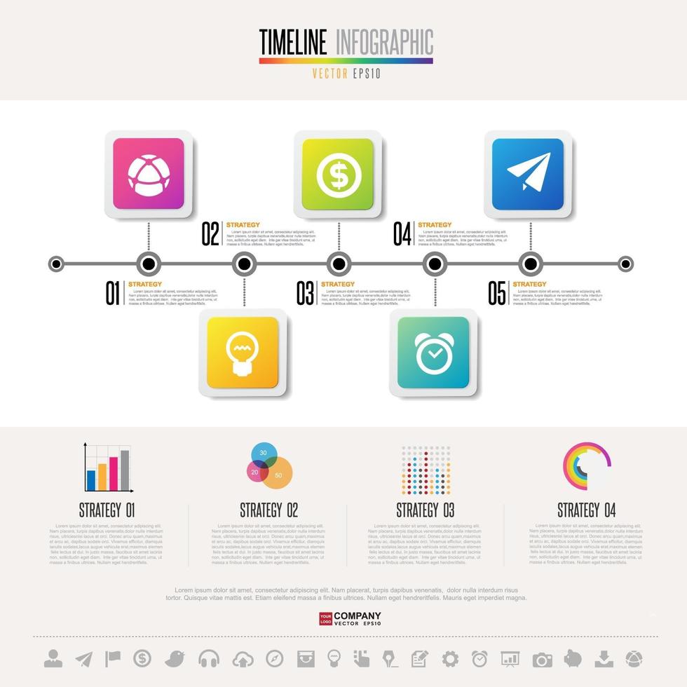 plantilla de diseño de infografías de línea de tiempo vector