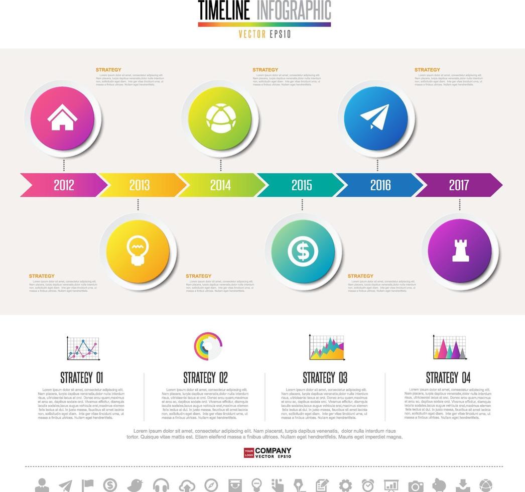 plantilla de diseño de infografías de línea de tiempo vector