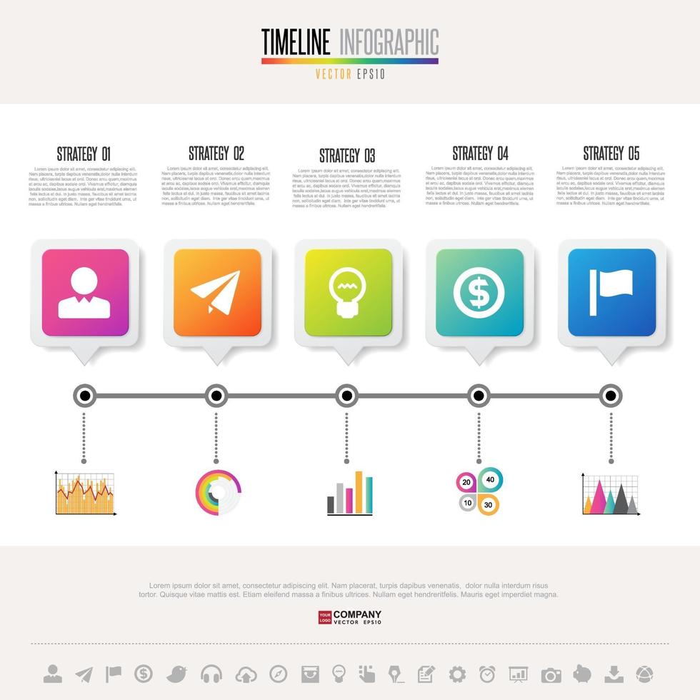 plantilla de diseño de infografías de línea de tiempo vector