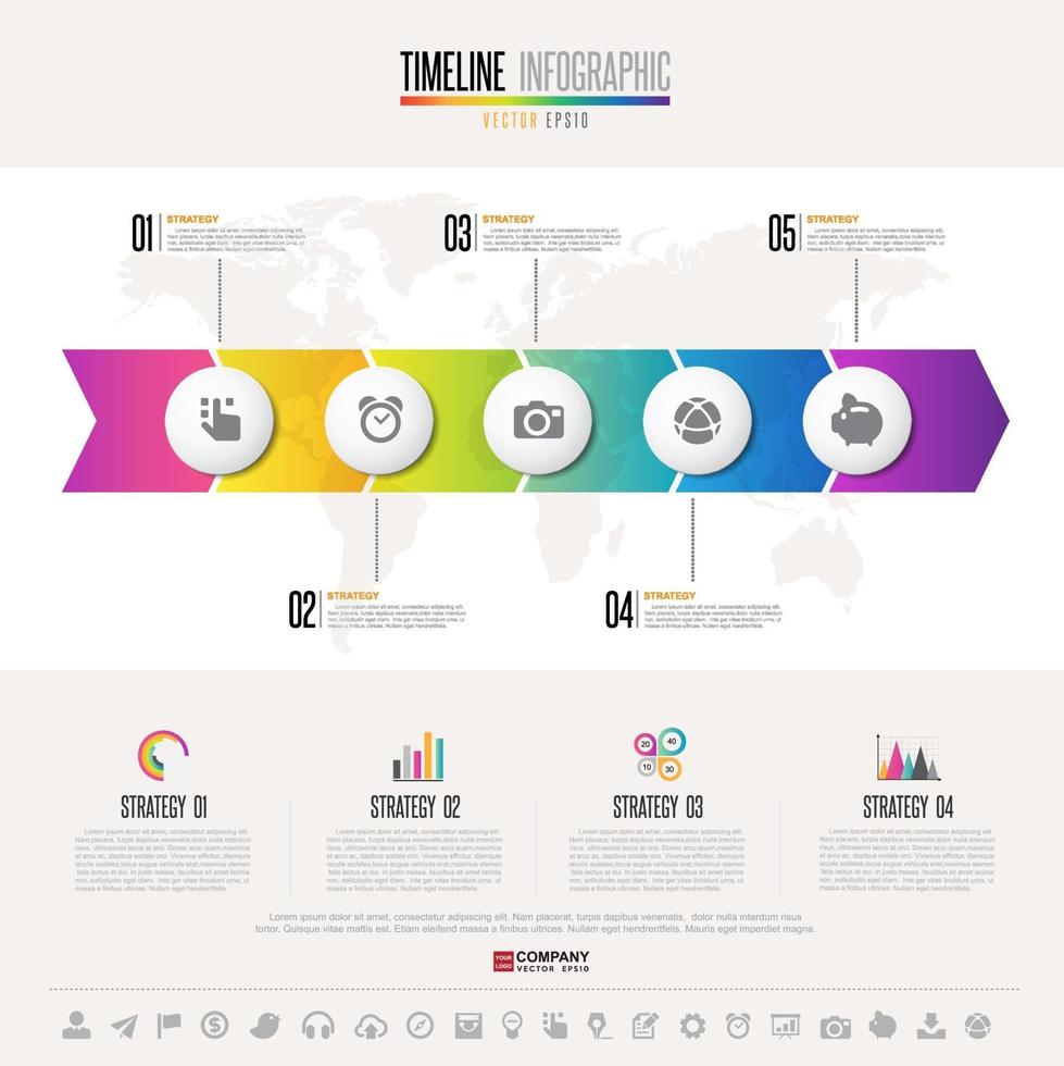 plantilla de diseño de infografías de línea de tiempo vector