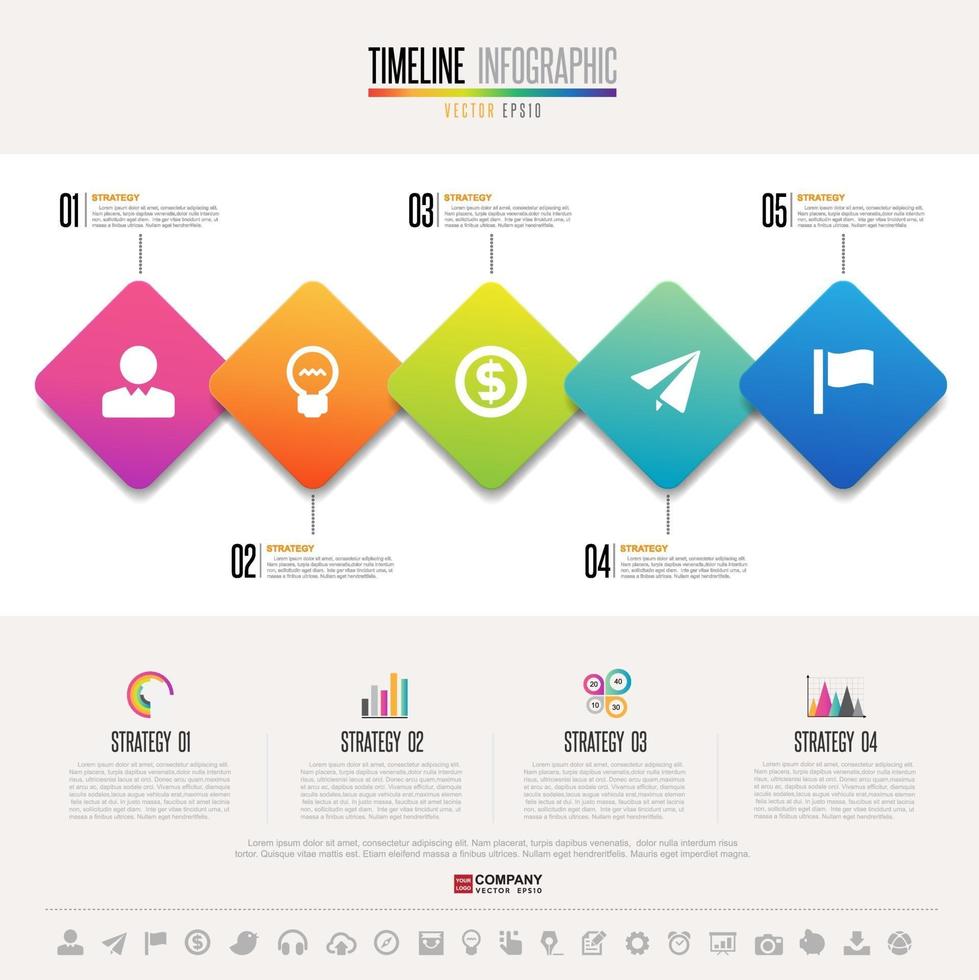 plantilla de diseño de infografías de línea de tiempo vector