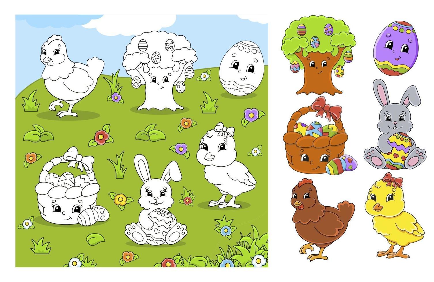 Coloring book animal easter vector