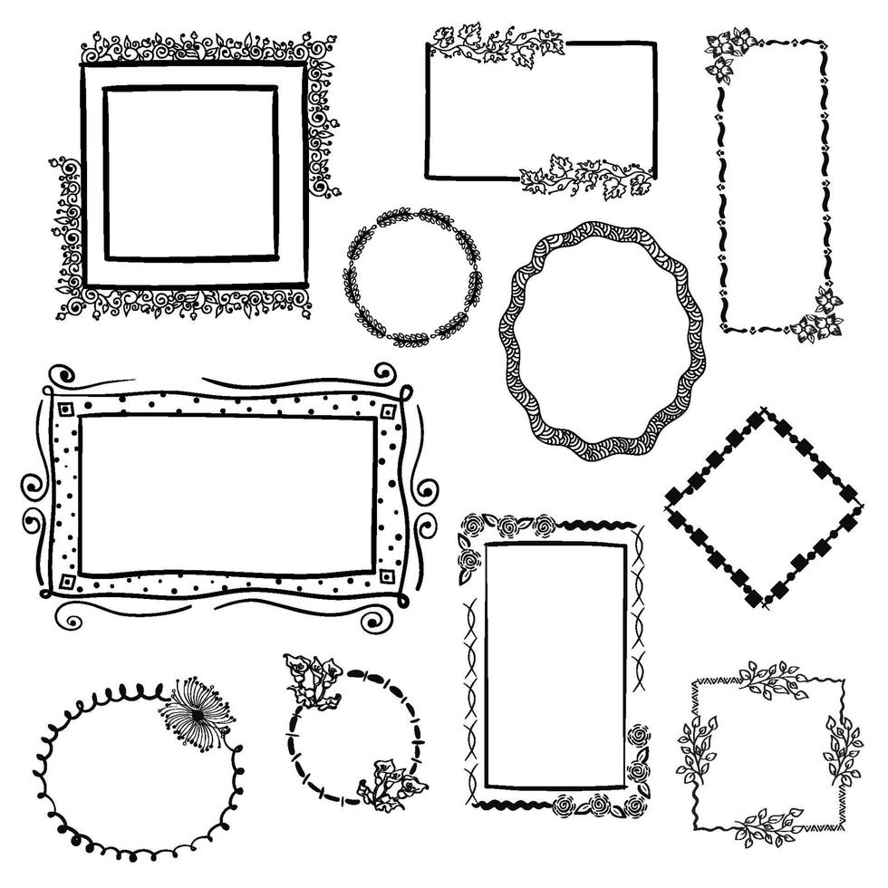 Hand Drawn Floral Photo Frames vector