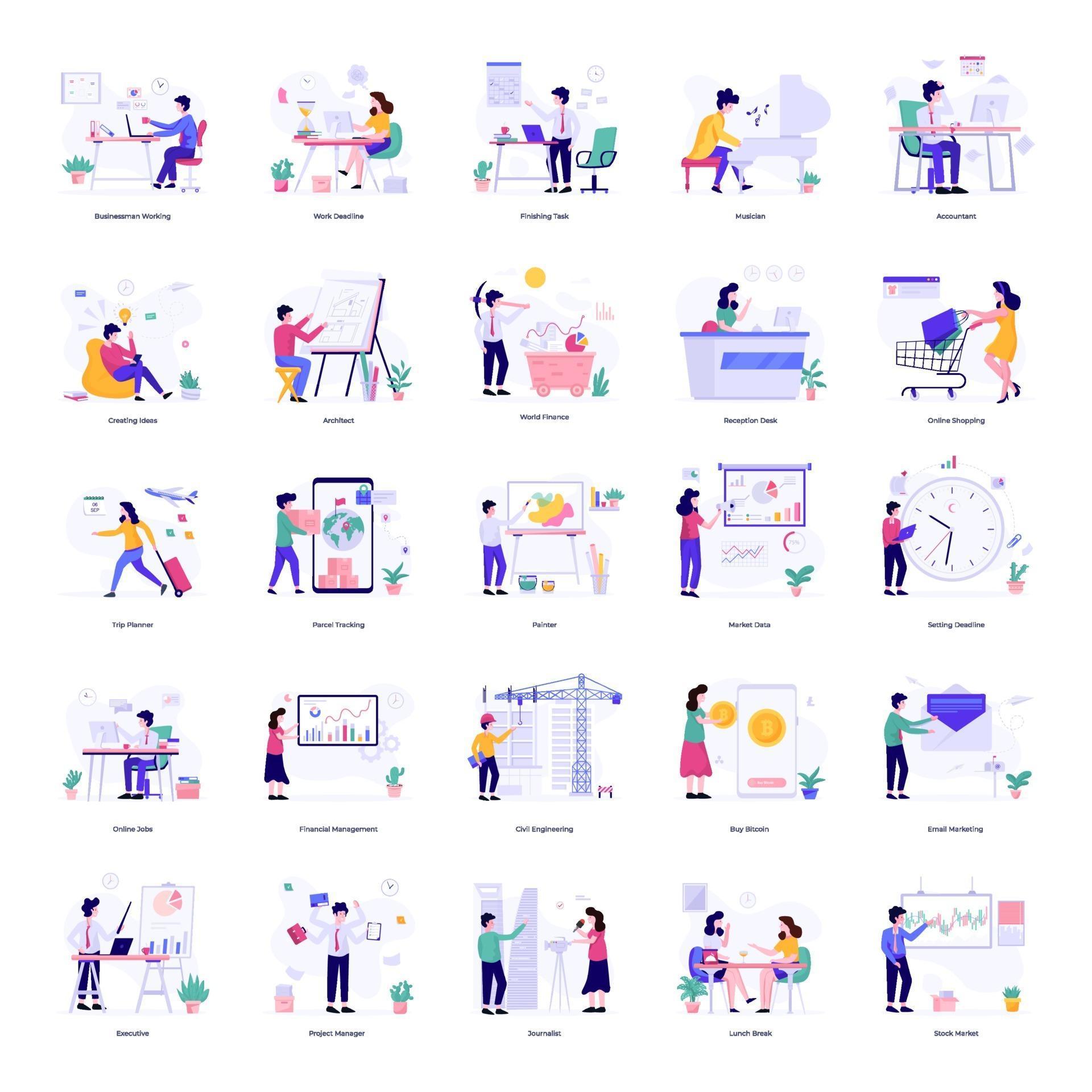 Professional and Daily Life Activities 2168745 Vector Art at Vecteezy