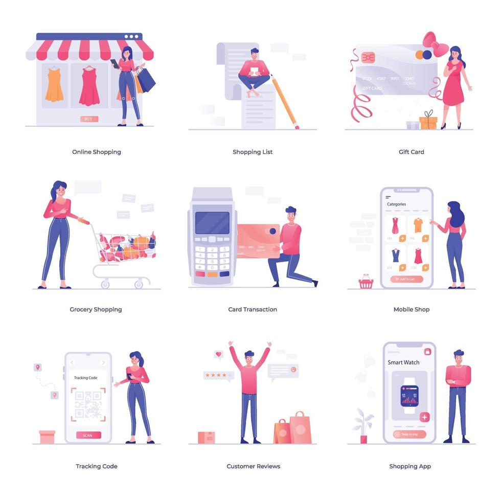 compras y comercio vector