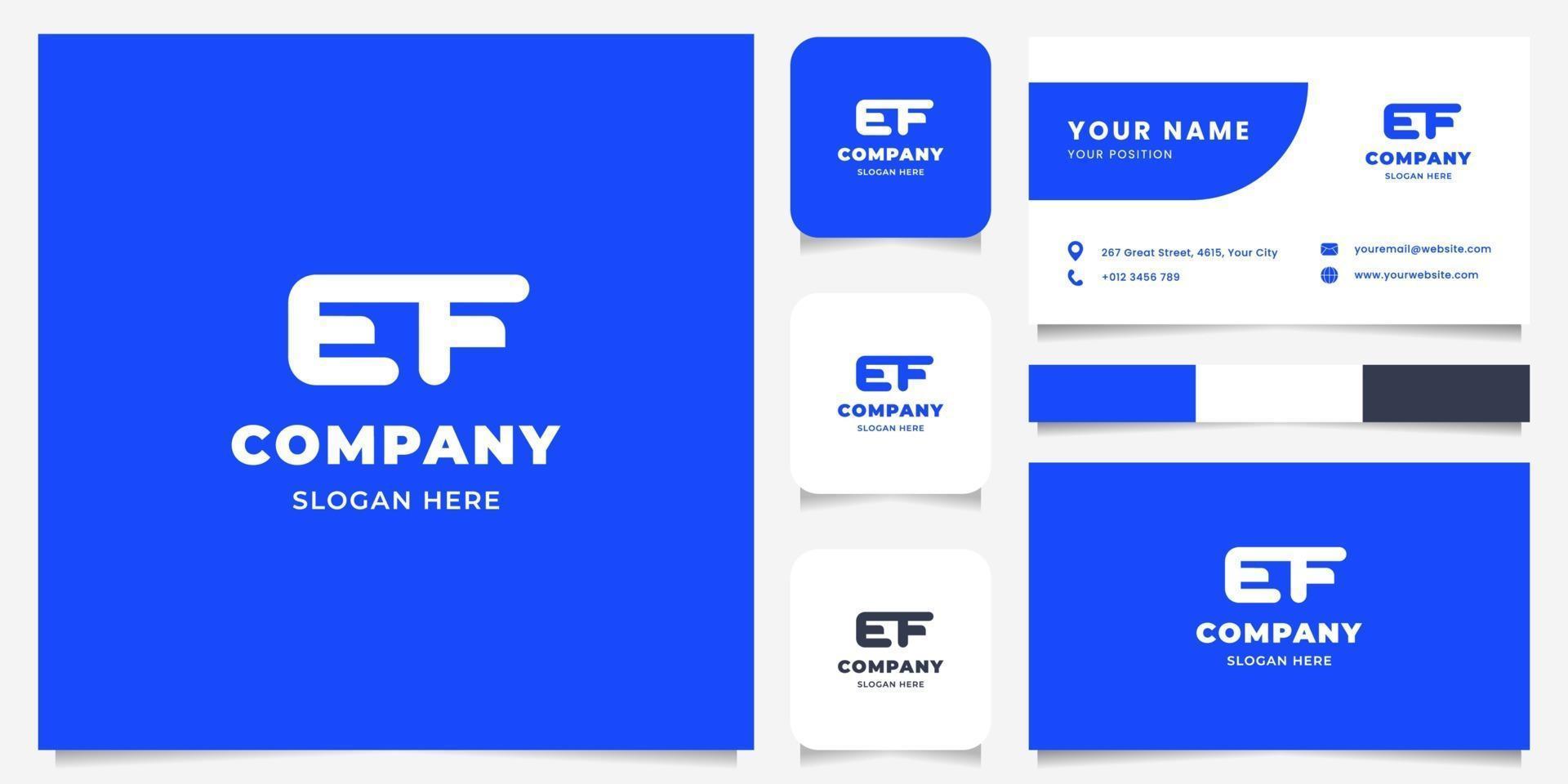 Simple and Minimalist Bold Line Letter EF Logo with Business Card Template vector