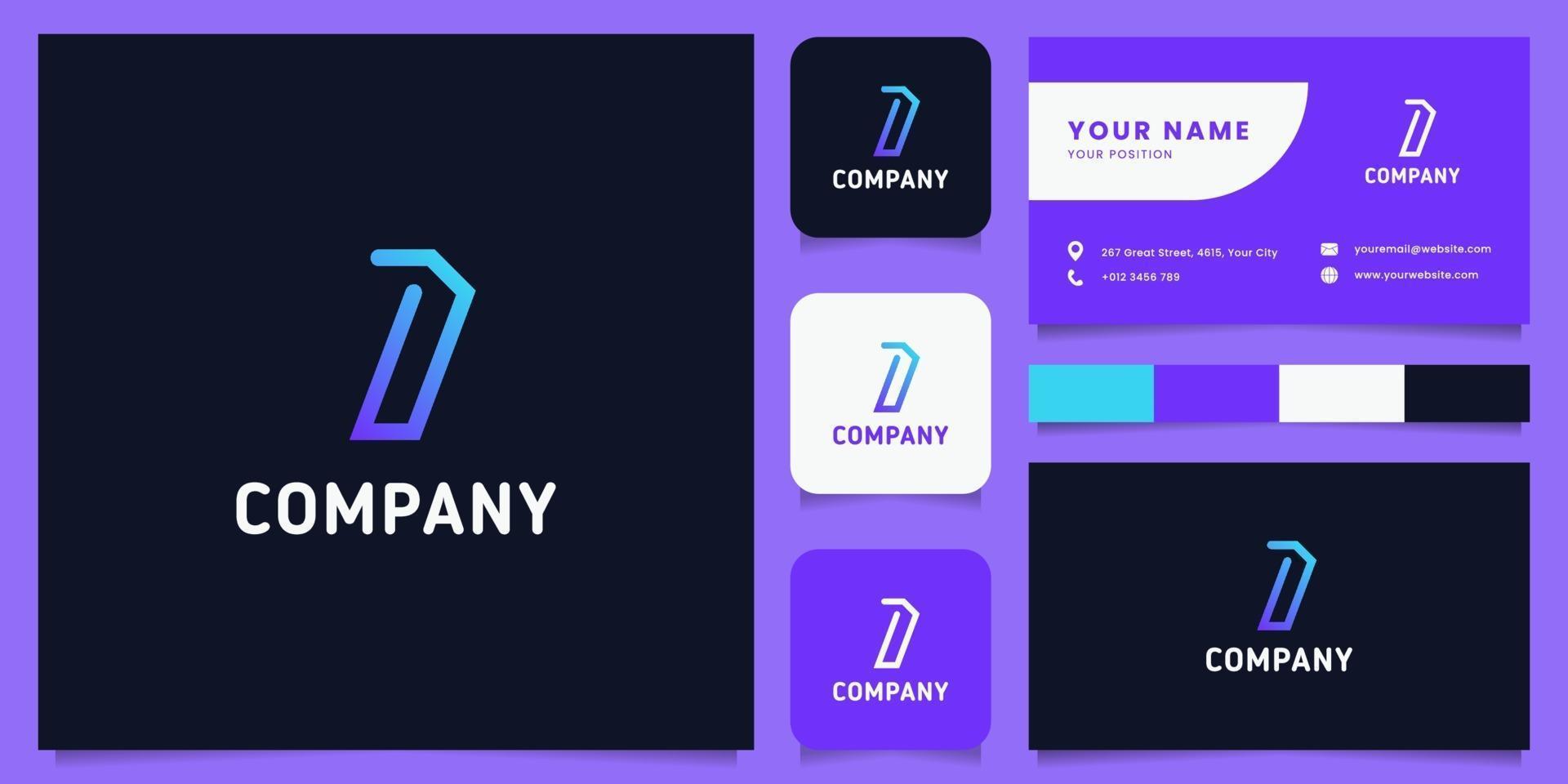 Colorful and Gradient Line Letter I Logo with Business Card Template vector