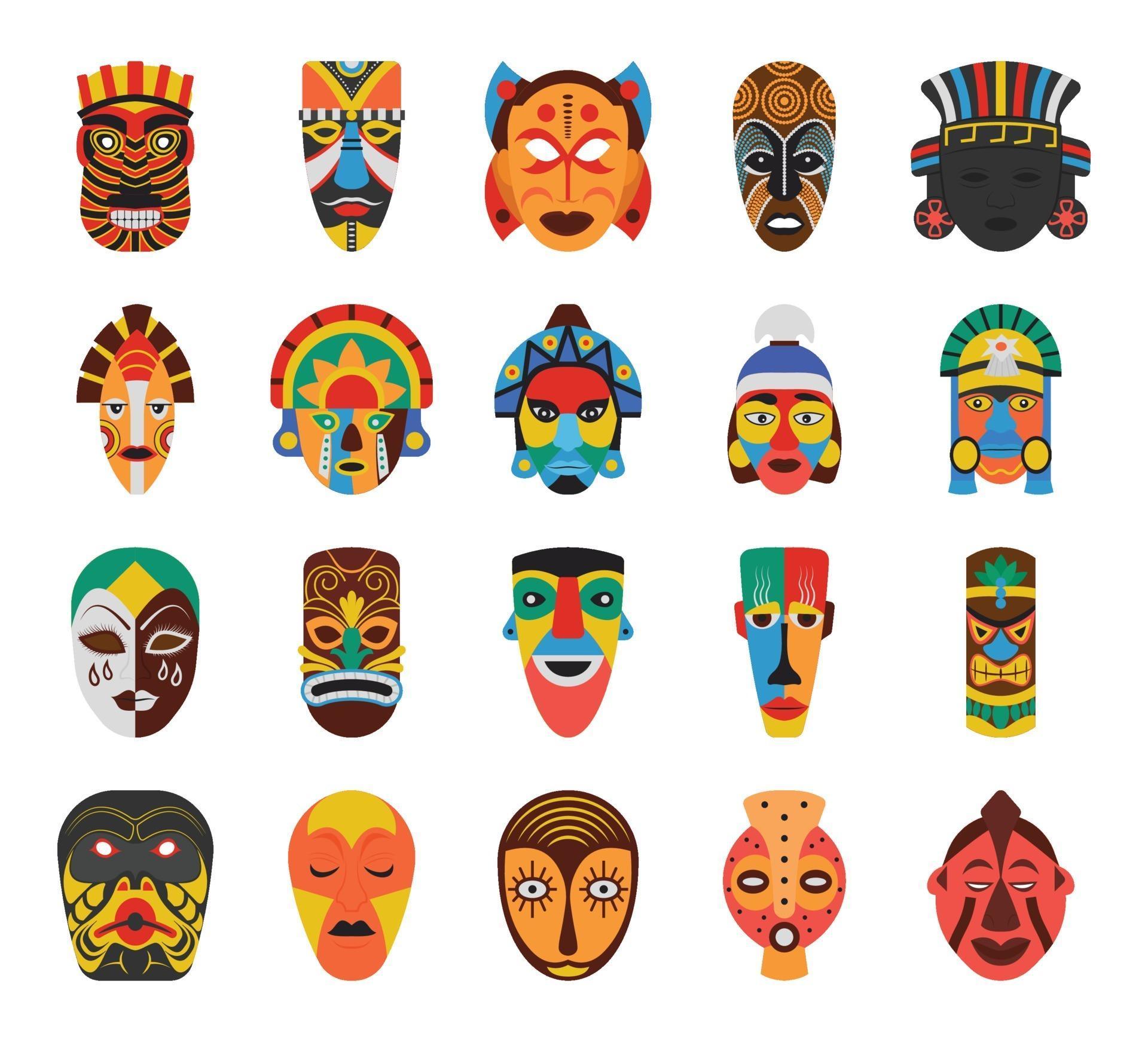 Tribal Culture Face Masks 2168905 Vector Art at Vecteezy