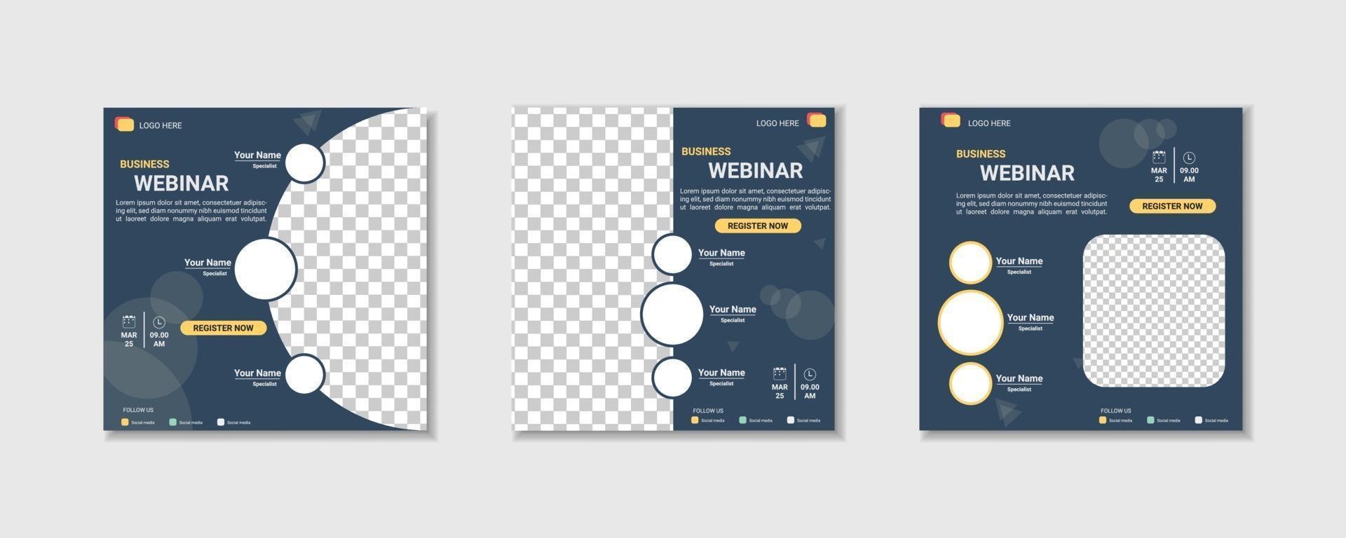 collection webinar social media post template. Banner promotion vector