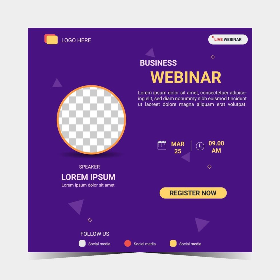 webinar social media post template. Banner promotion vector