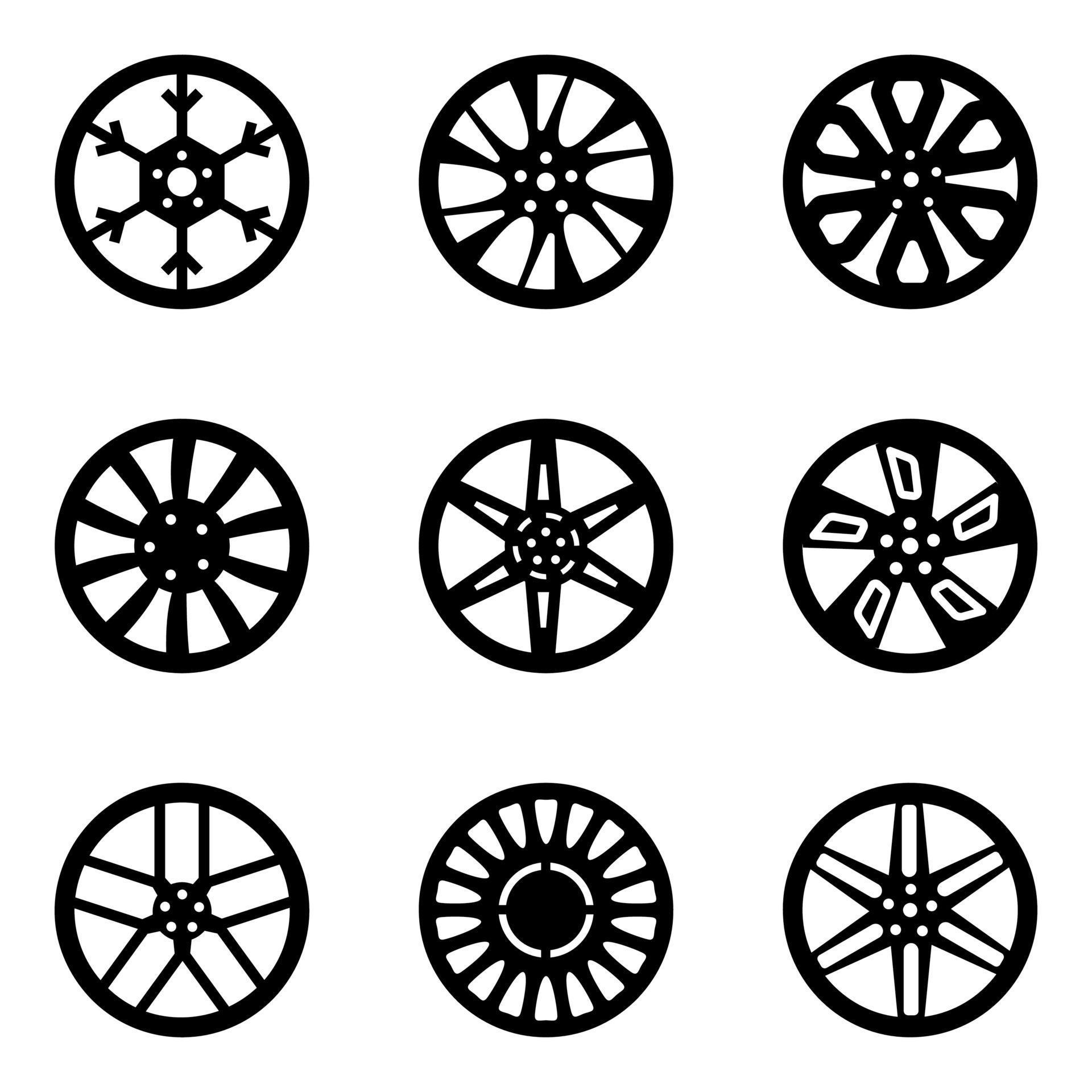 Variety of Car Rims 2168931 Vector Art at Vecteezy