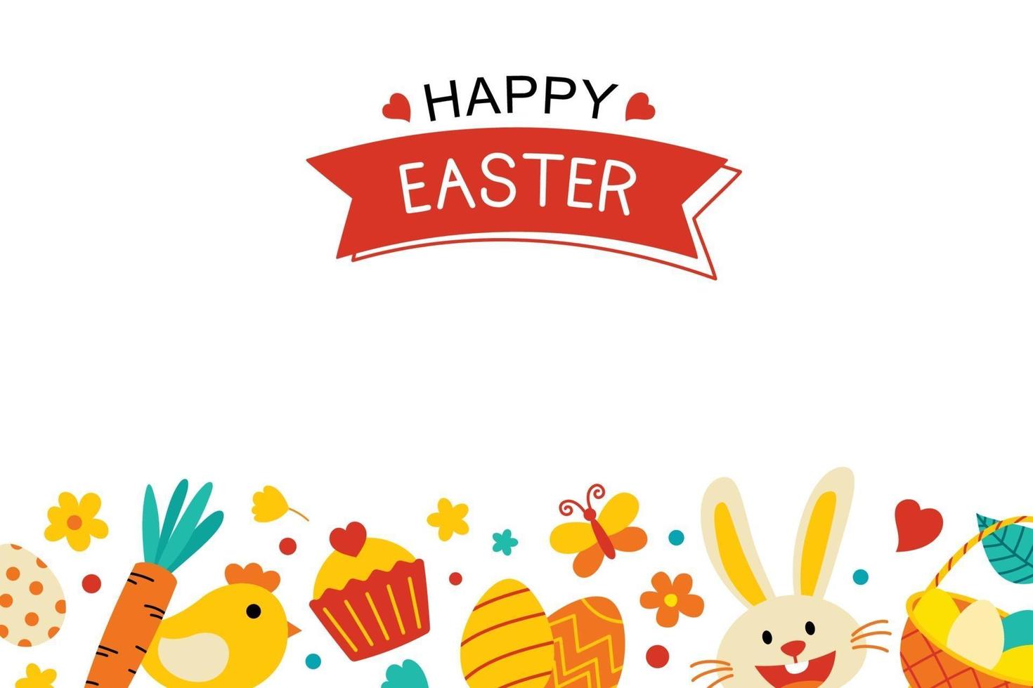 Easter flyer and banner template with decorative object element. Easter egg greeting card and poster background. vector