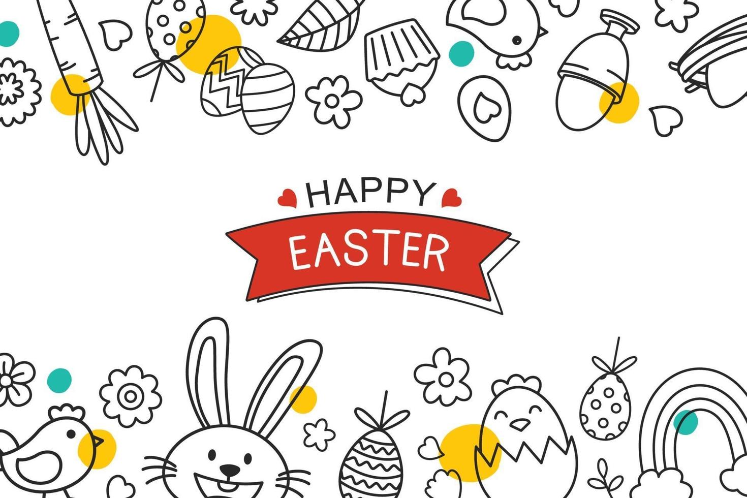 Easter flyer and banner template with decorative object element. Easter egg greeting card and poster background. vector