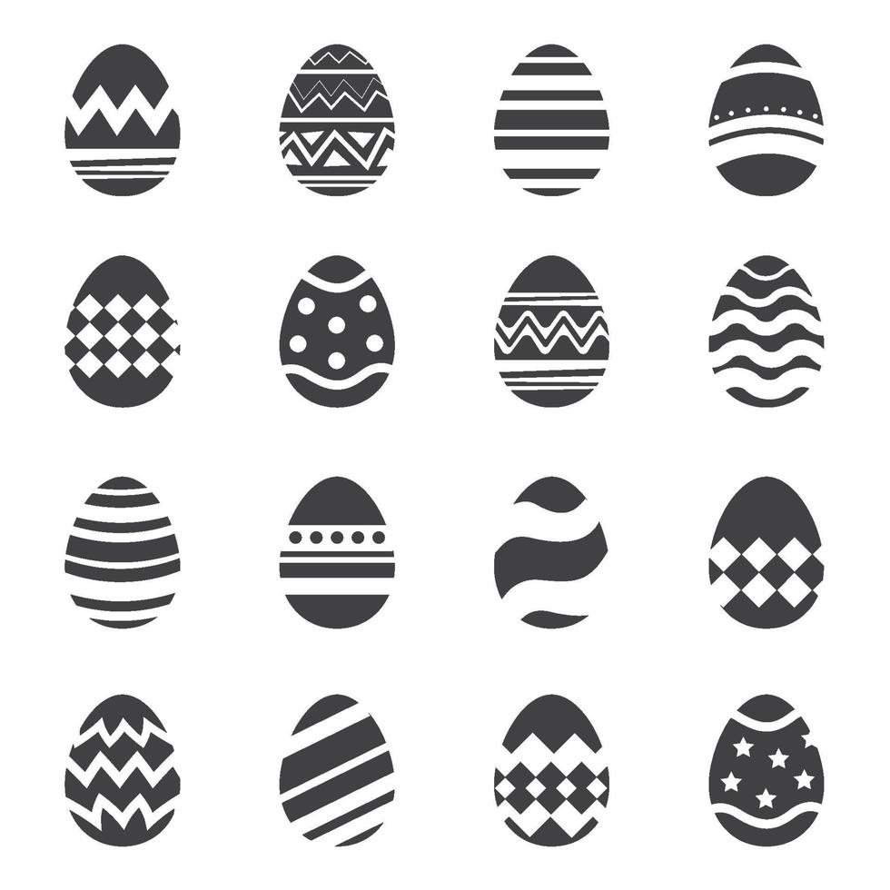 Fondo aislado del icono de los huevos de Pascua. conjunto de nuevo diseño moderno con diferentes patrones. vector