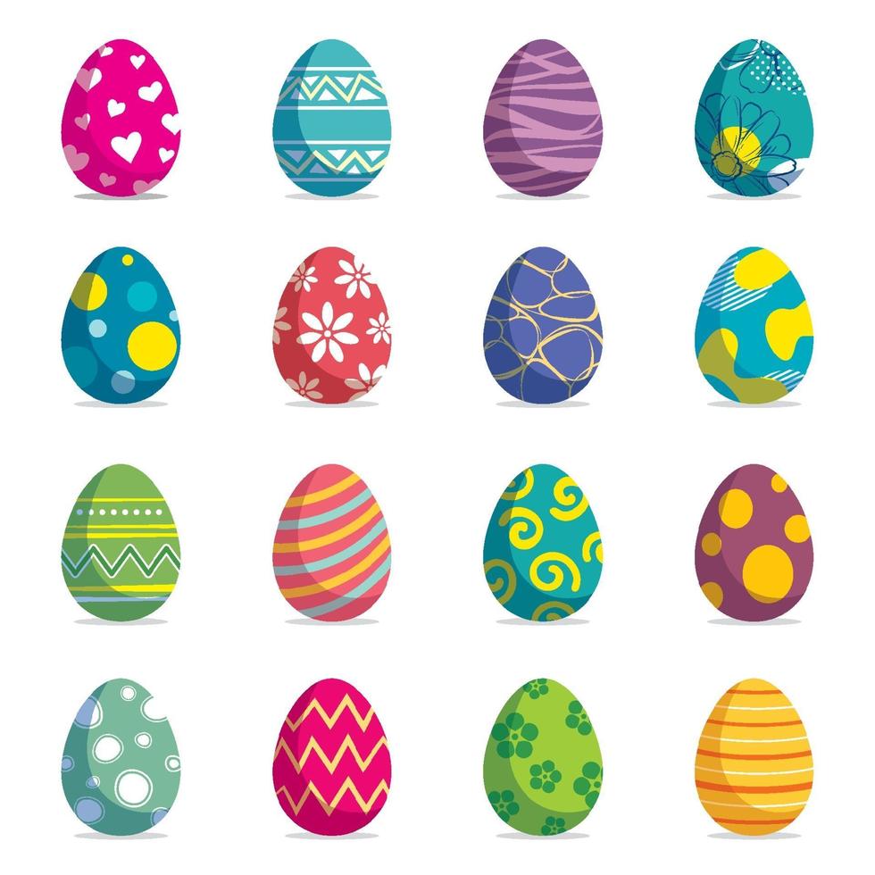 Set of easter eggs isolated background. Vector modern new design with different colors and patterns.