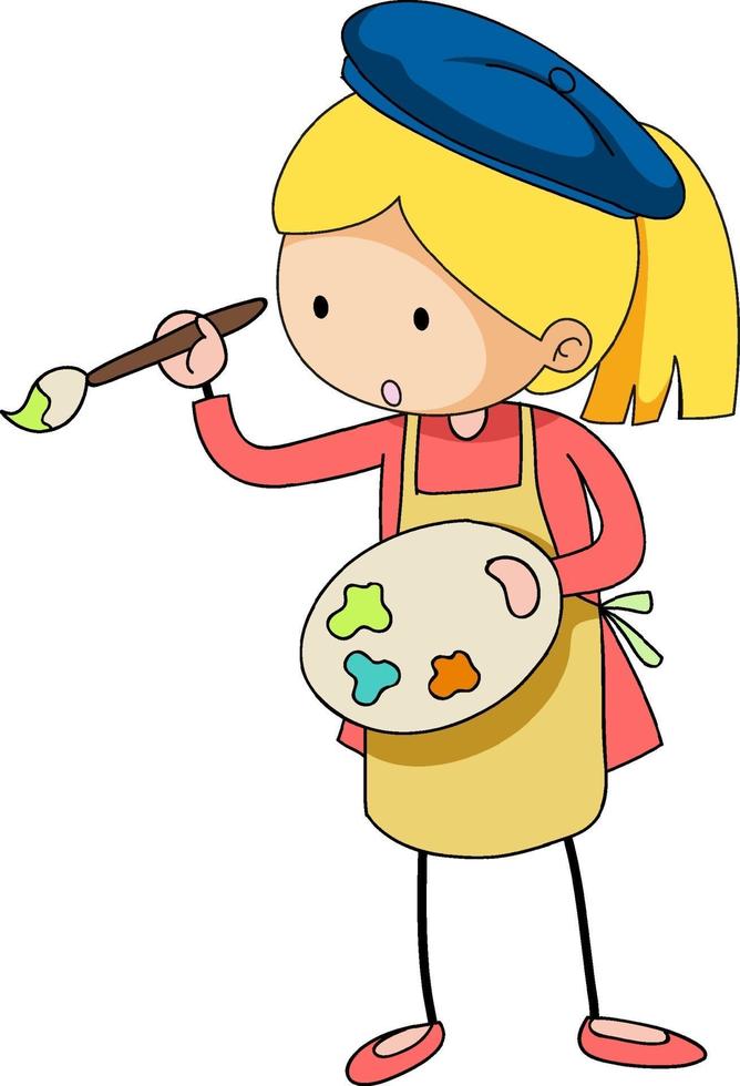 un personaje de dibujos animados de niña artista 2169089 Vector en Vecteezy