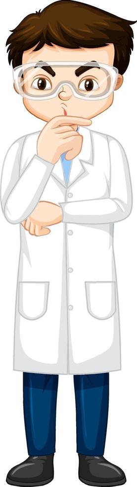 A boy cartoon character wearing laboratory coat vector