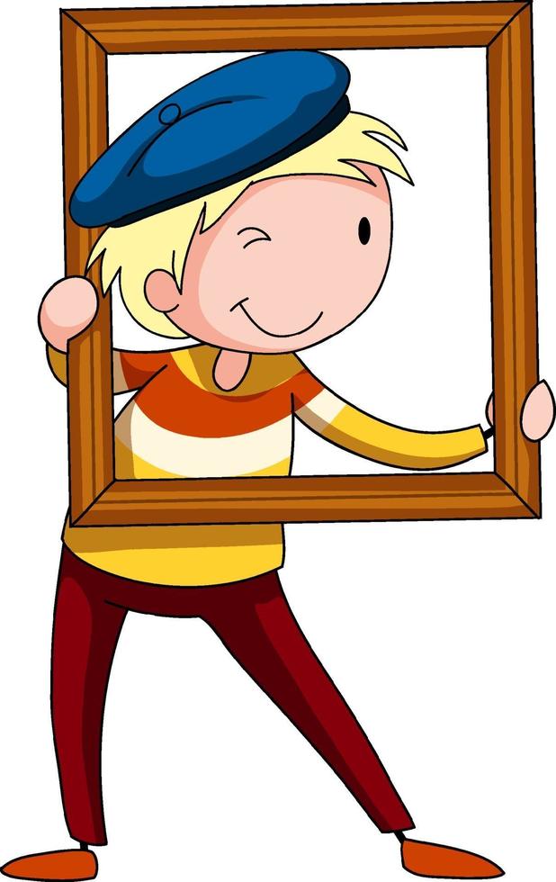 An artist boy cartoon character vector