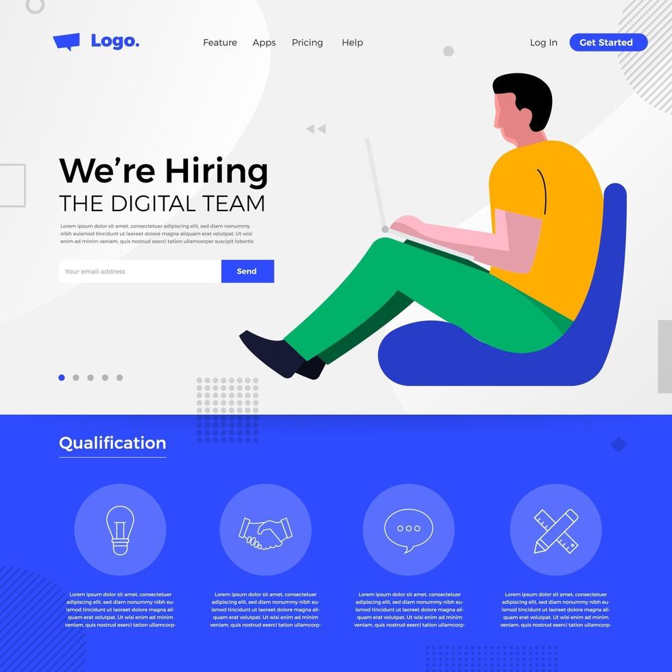 Digital Team We're Hiring Notice vector