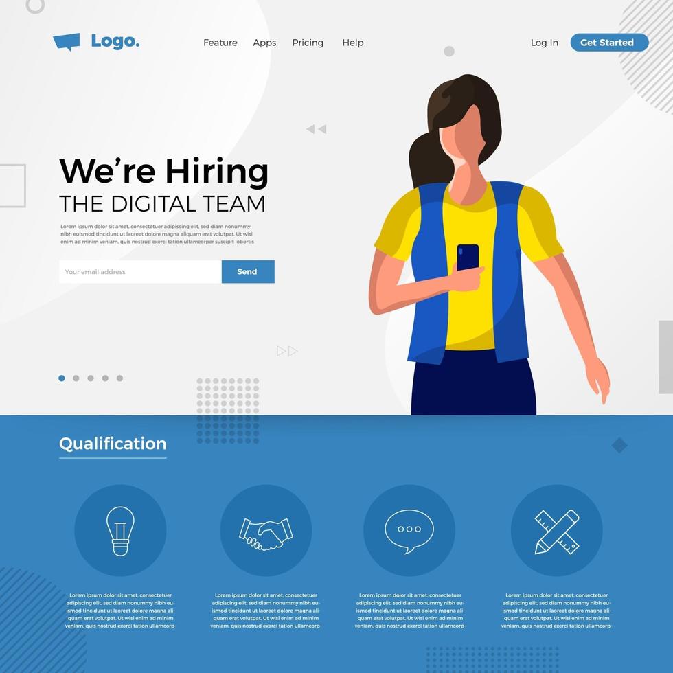 Digital Team We're Hiring Notice vector
