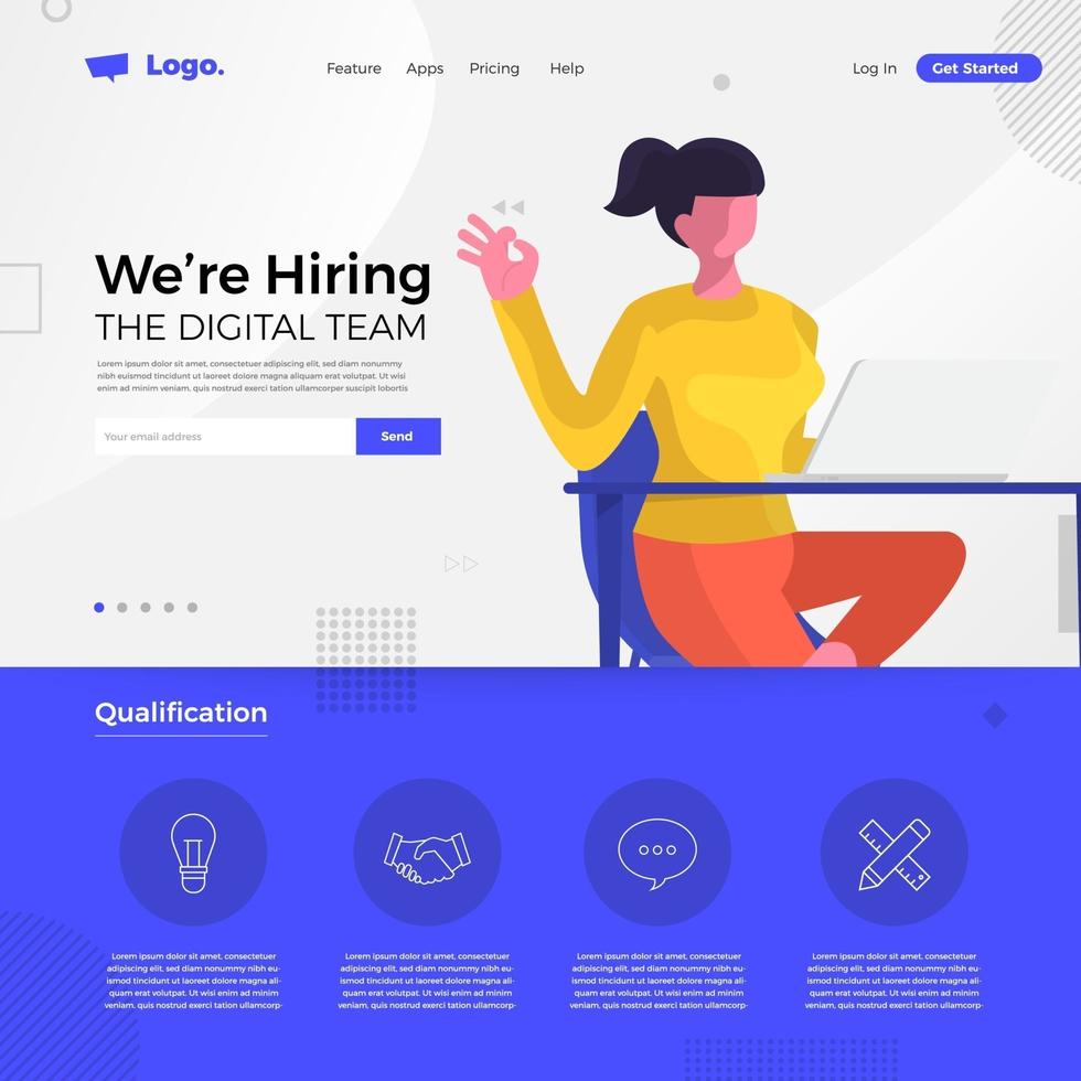 Digital Team We're Hiring Notice vector