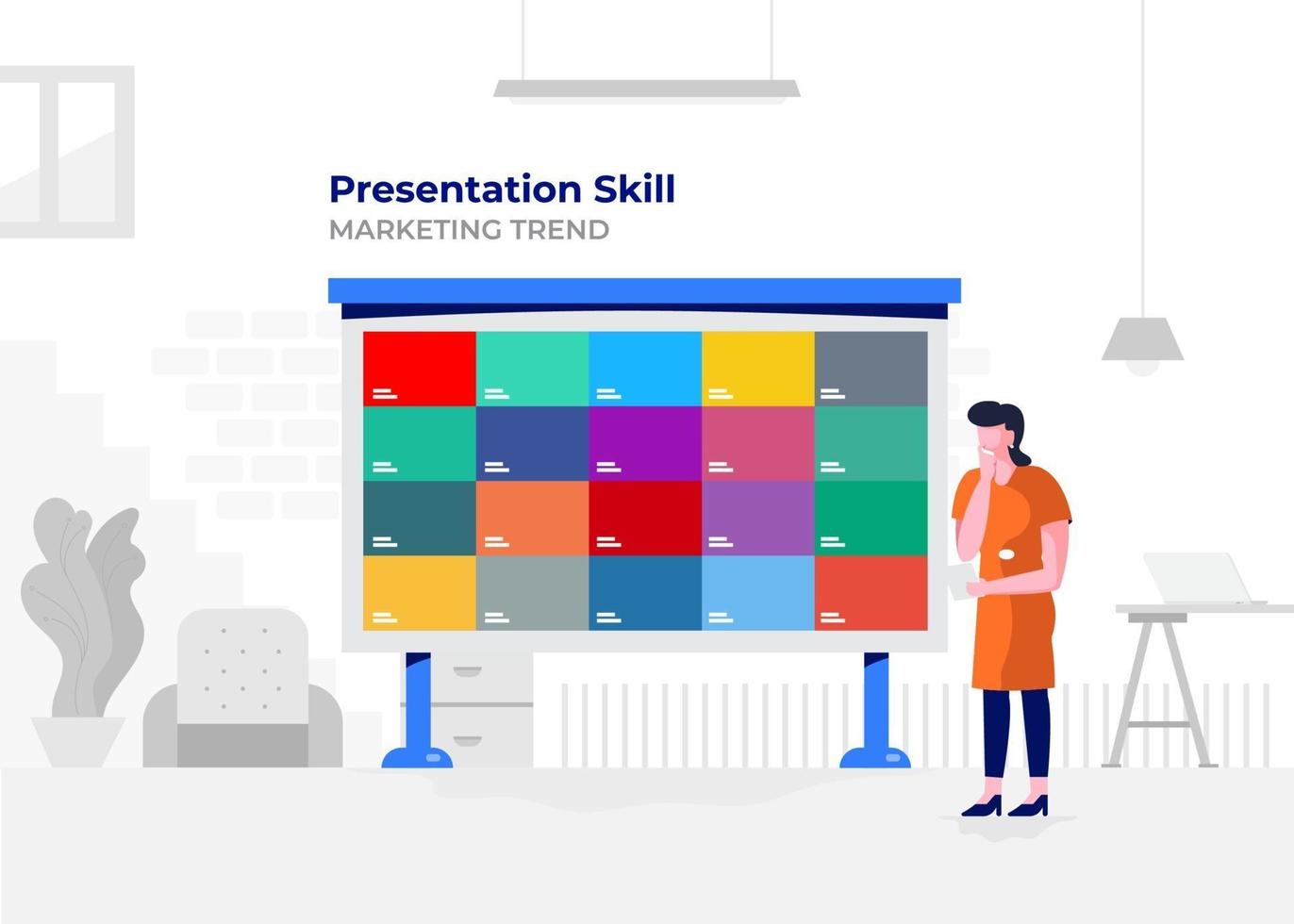 Business presentation on a whiteboard vector