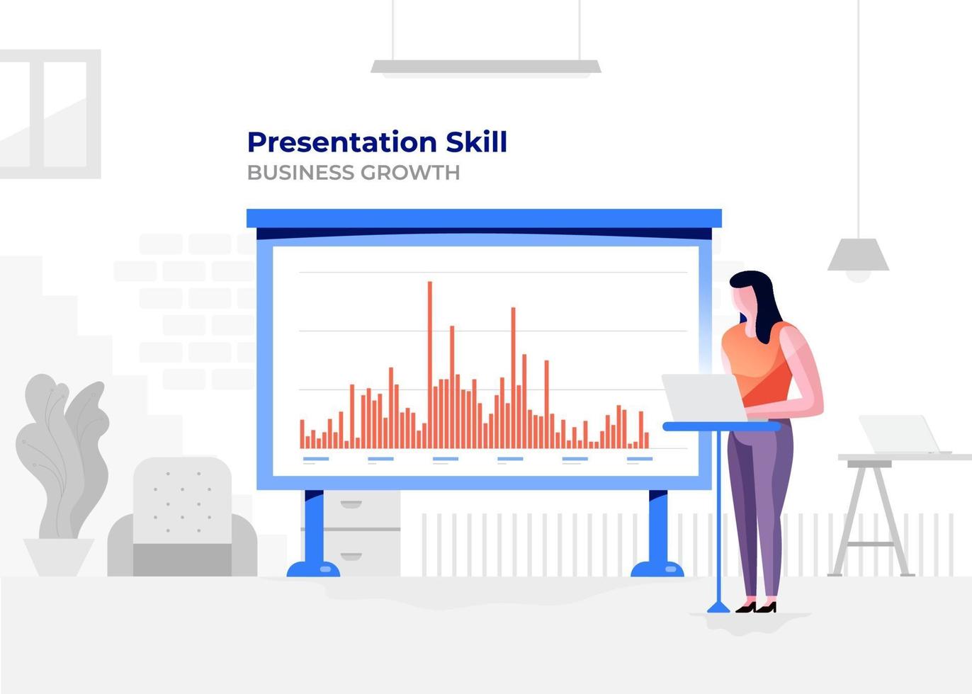 Business presentation on a whiteboard vector