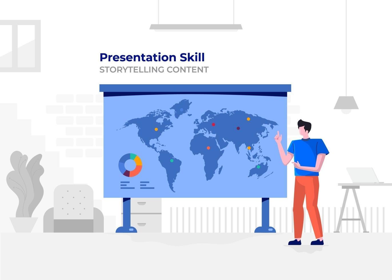 Business presentation on a whiteboard vector