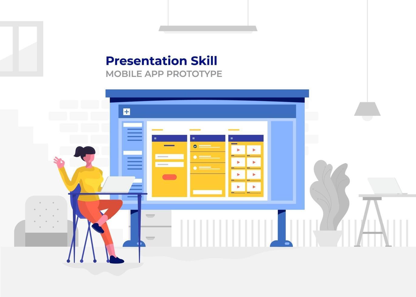 Business presentation on a whiteboard vector