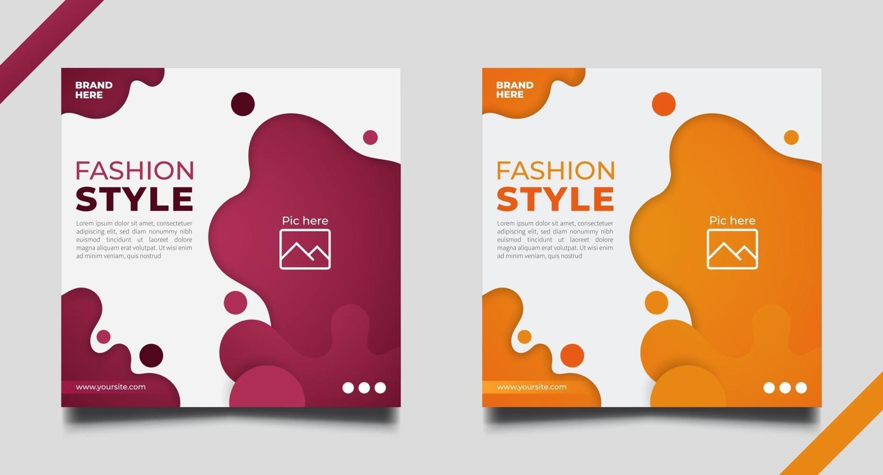 Fashion style template social media post set vector