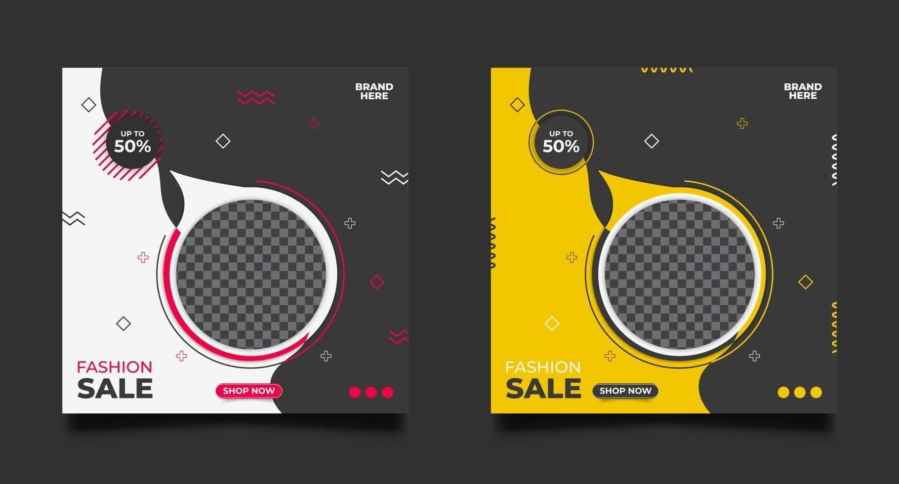 Fashion sale promo template set vector