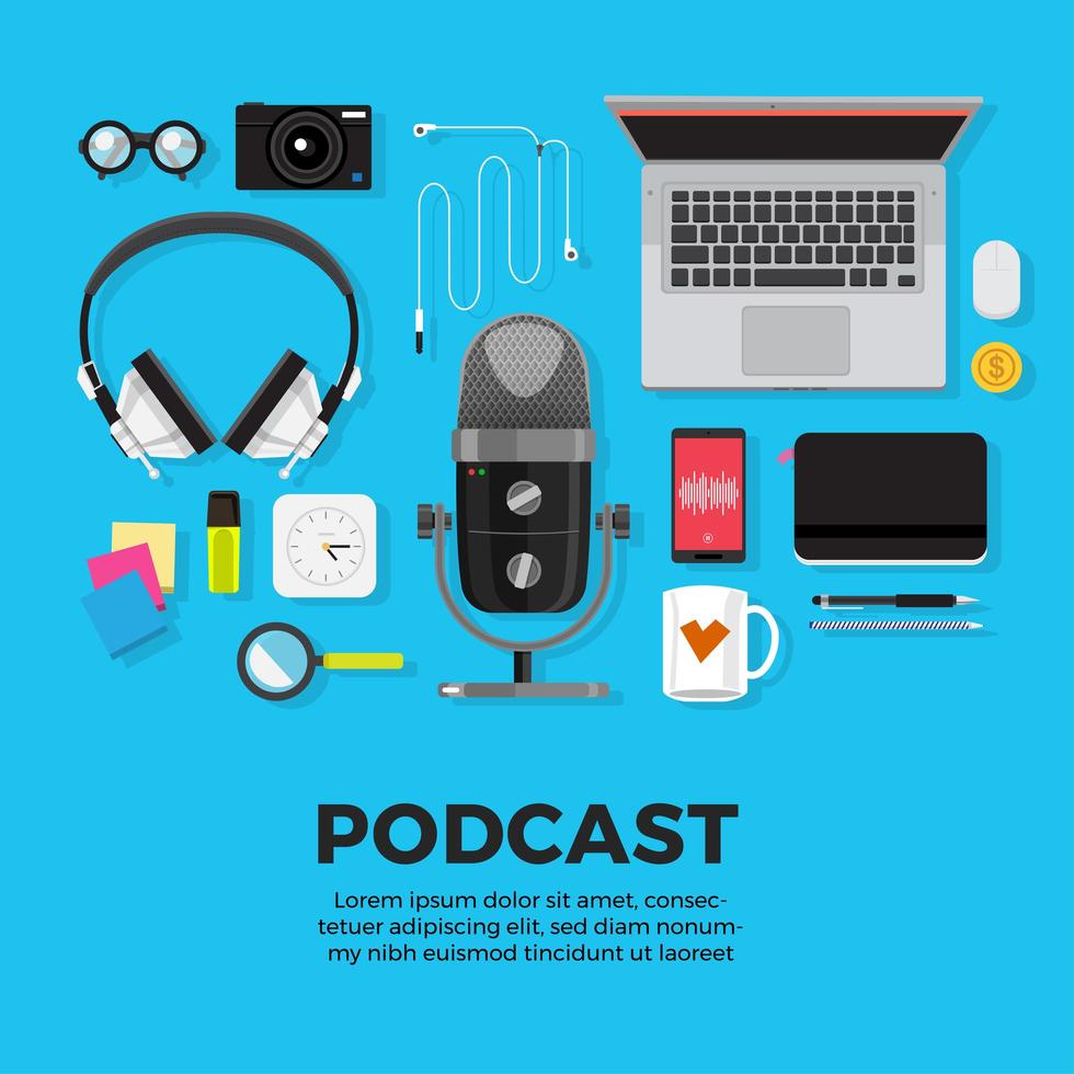 Podcast channel elements vector