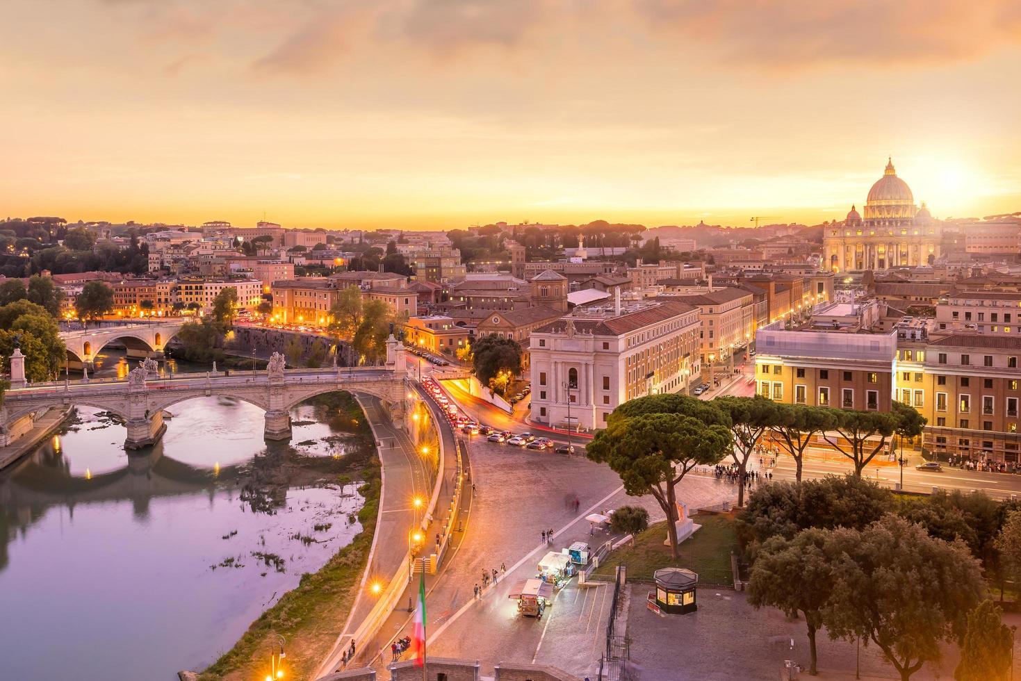 Top view of  Rome city skyline from Castel Sant'Angelo photo