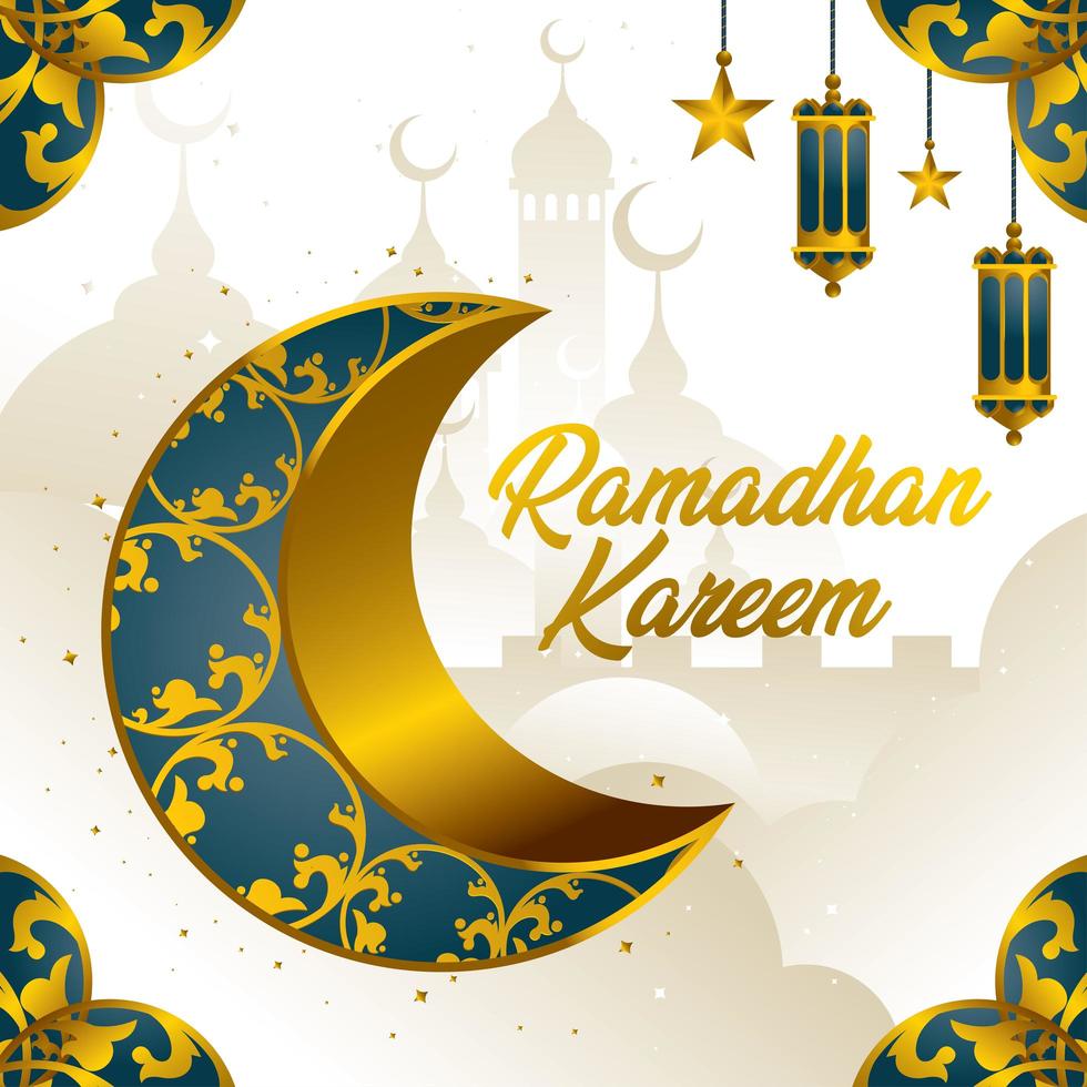 Ramadan Kareem with Crescent Moon Concept vector