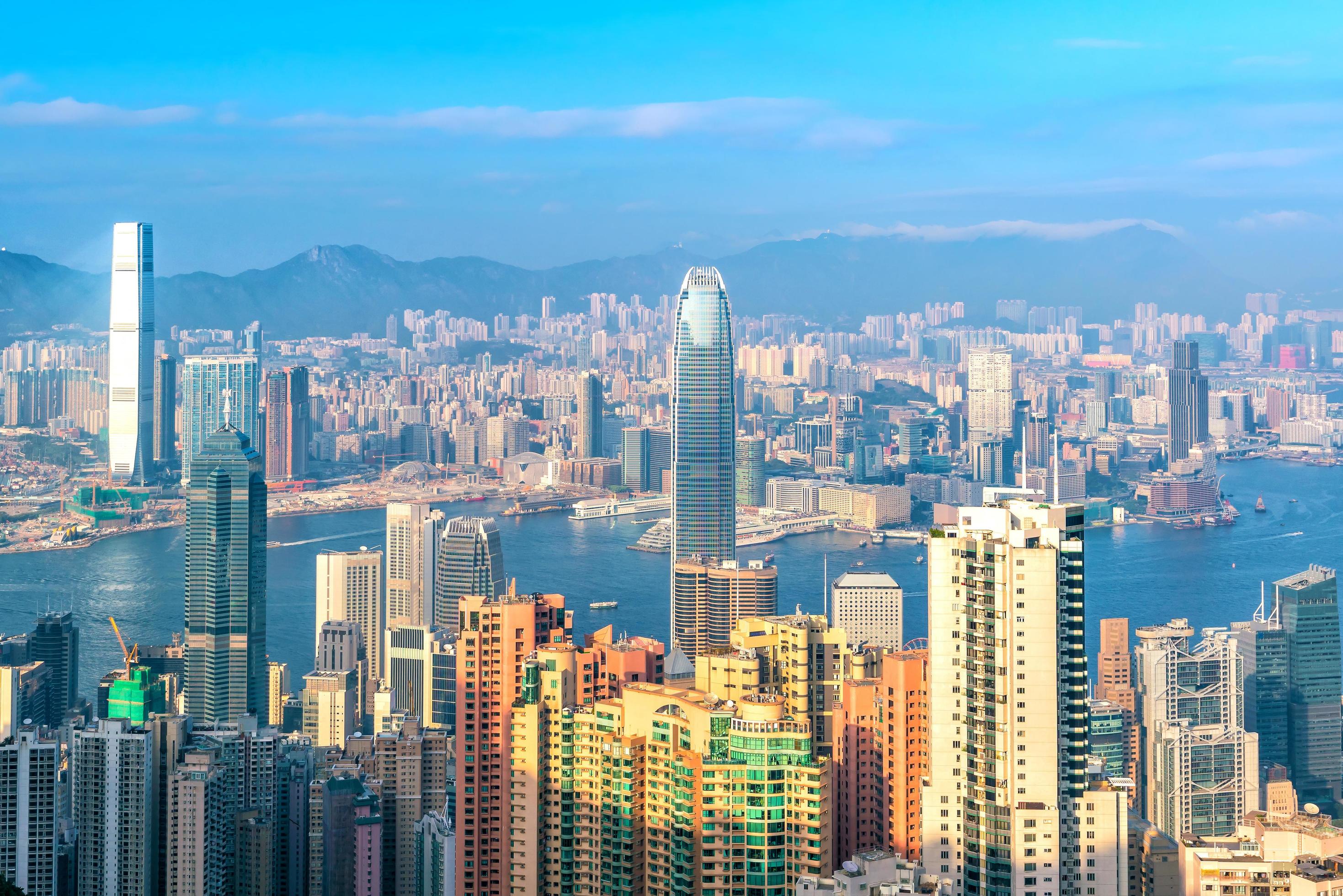 Hong Kong city skyline with Victoria Harbor view 2169564 Stock Photo at ...