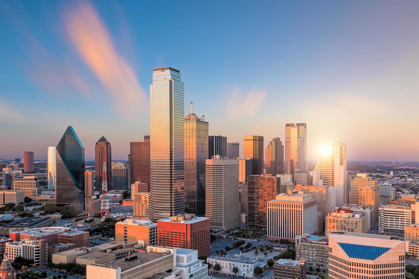 Dallas, Texas cityscape at sunset photo
