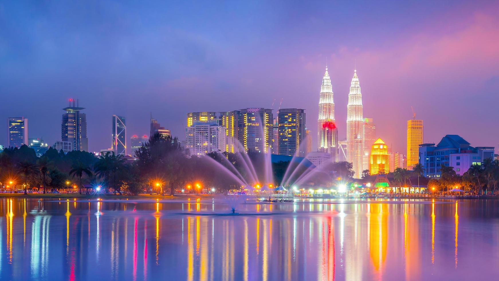 Night view of Kuala Lumpur city skyline photo