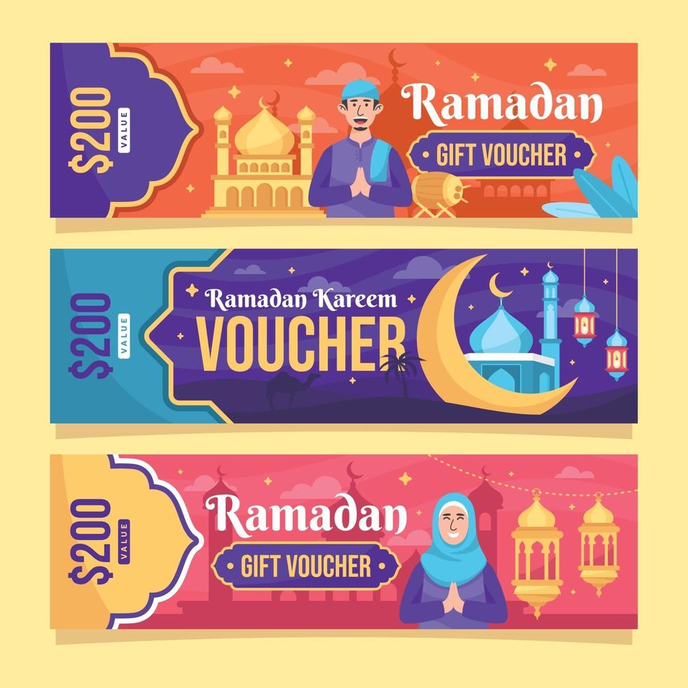 Ramadan Voucher Template Collection vector