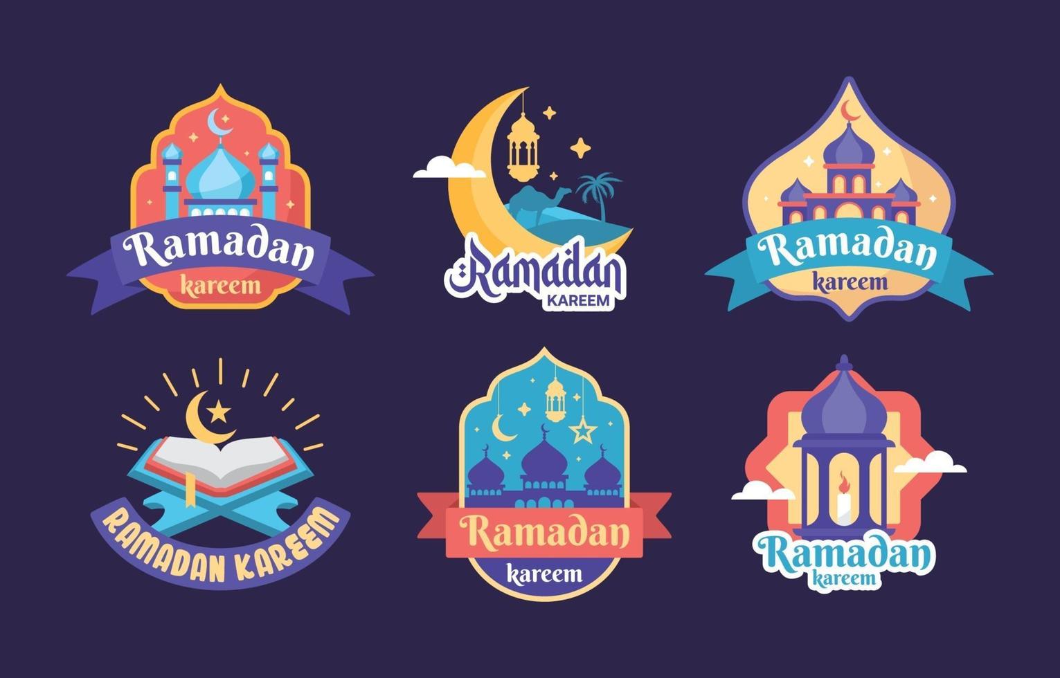 Flat Ramadan Label Collection vector