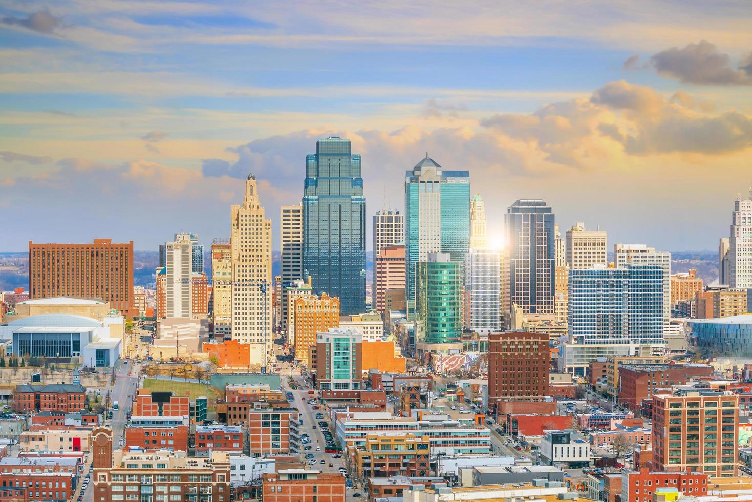 Vista del horizonte de la ciudad de Kansas en Missouri foto