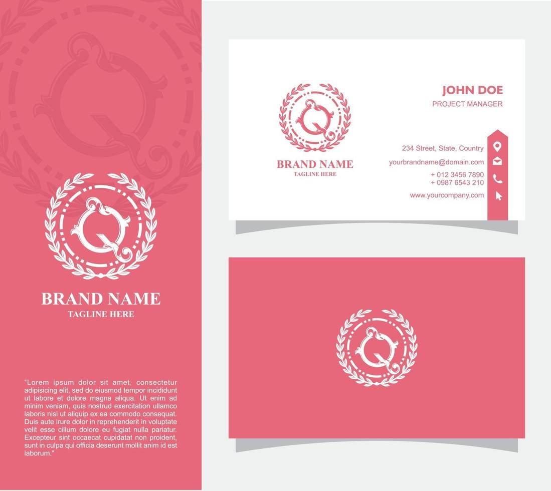 Business Card with Logo Q Vector