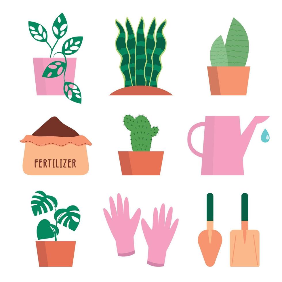 conjunto de iconos de kit de jardinería vector