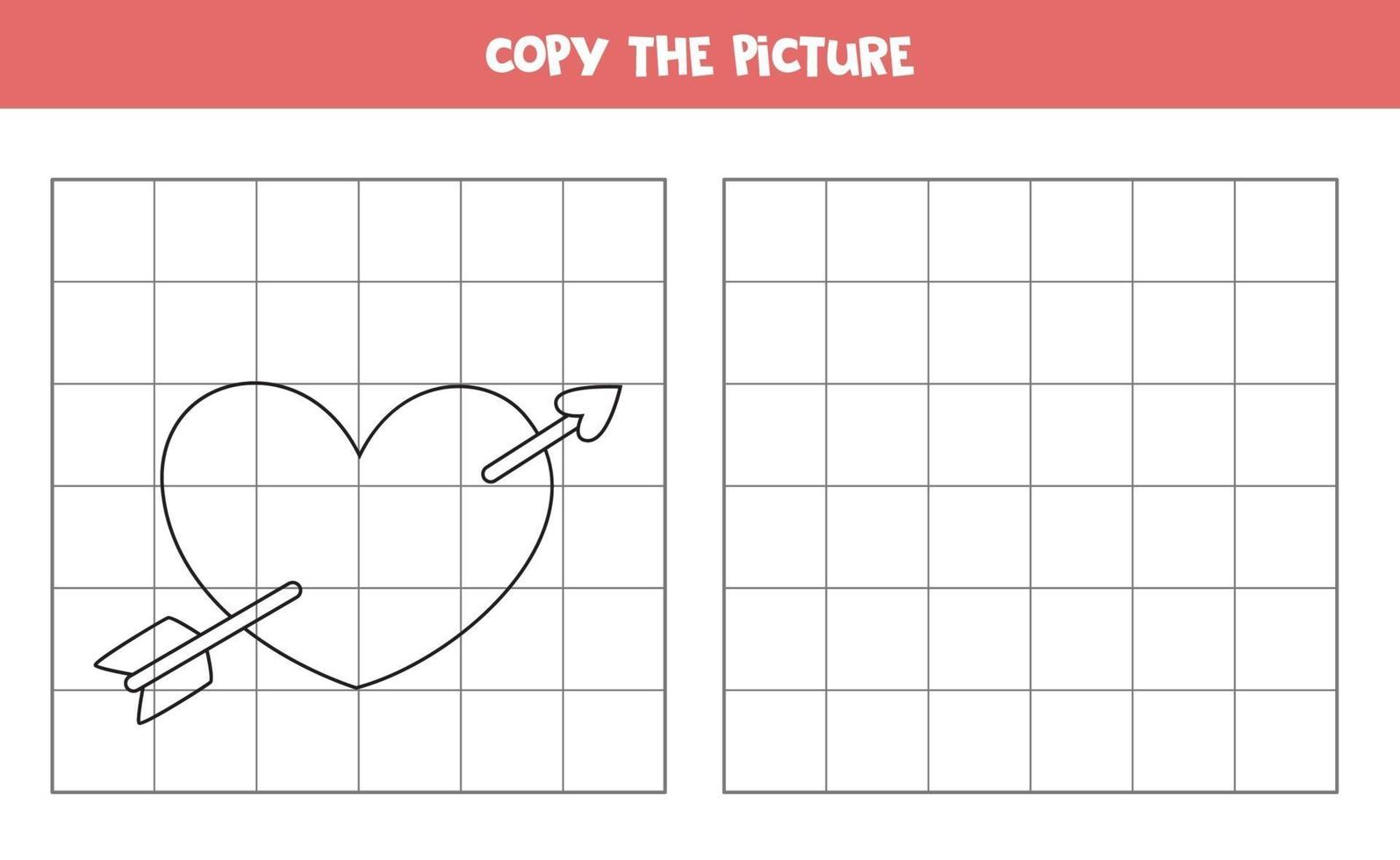 copia la imagen. corazón de San Valentín de dibujos animados lindo. juego de lógica para niños. vector