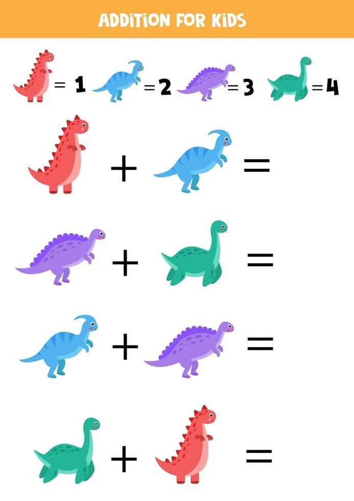 Además para niños con lindos dinosaurios de dibujos animados. vector