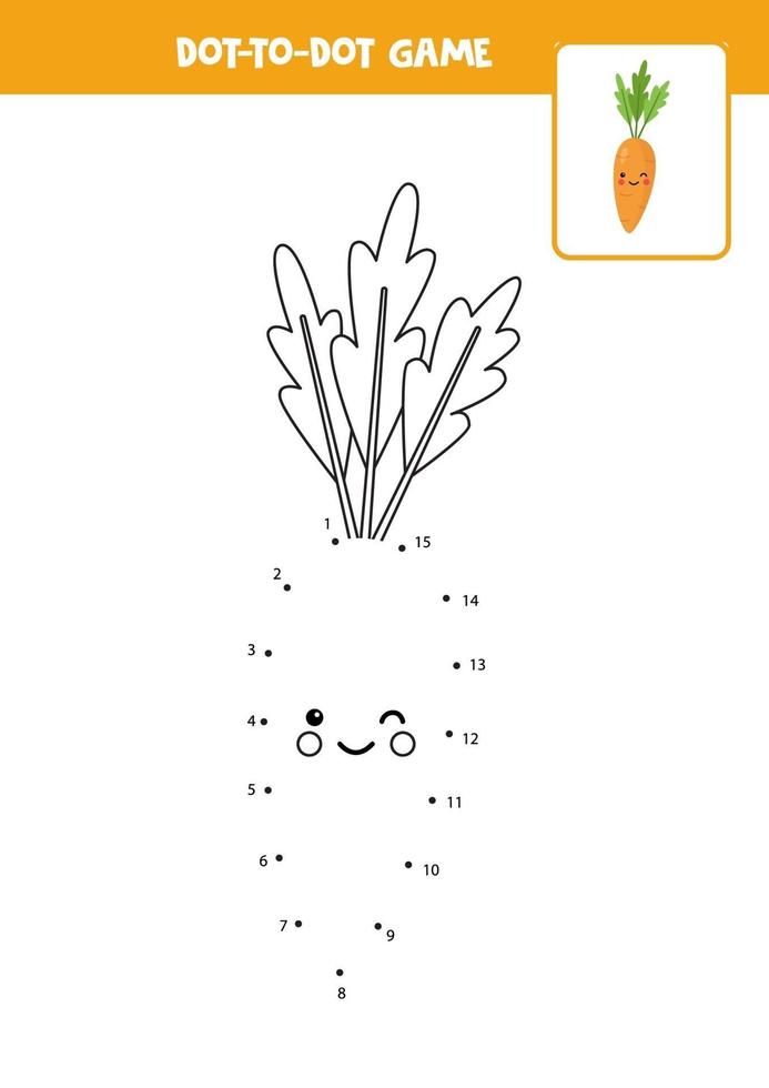 Connect the dots game with kawaii carrot. vector