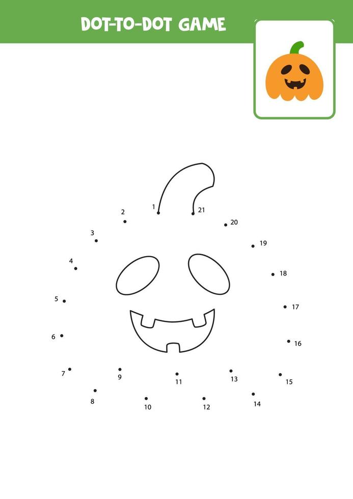 Handwriting practice for kids. Dot to dot with pumpkin. vector